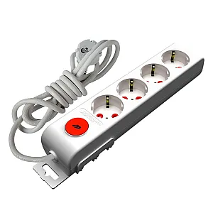 Удлинитель Mutlusan Ritech 001-175-424002-03-00 4*2Р+Е со шторками выключатель белый 3 м