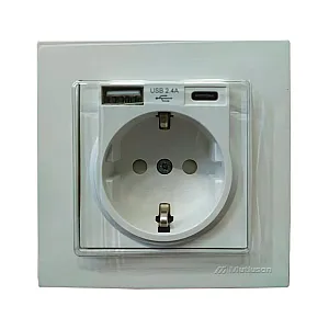 Розетка Mutlusan Rita 2220-629-0201 2P+E Usb Type A Usb Type C 2.4 А белая