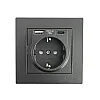 Розетка Mutlusan Rita 2220-629-0284 2P+E USB Type A USB Type C 2.4 А черная матовая