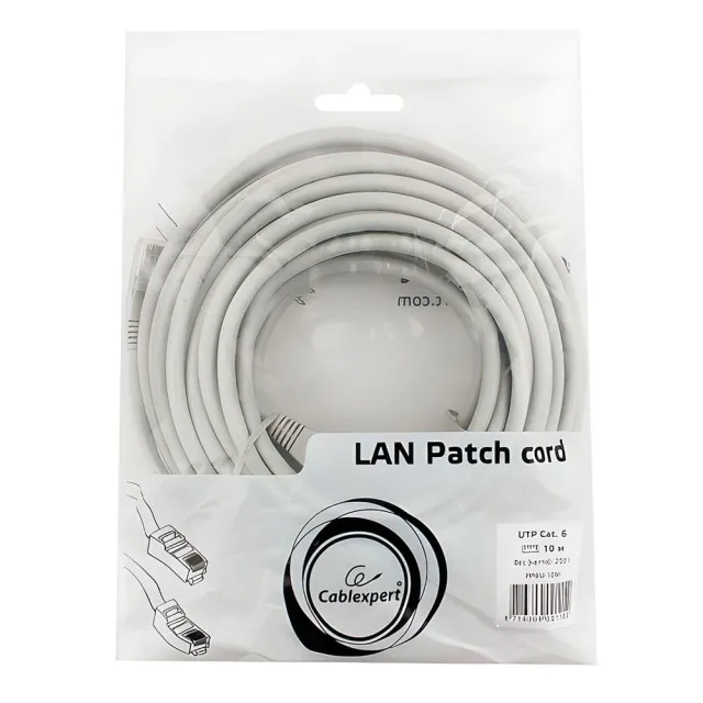 Патч-корд Cablexpert PP6U-10M UTP кат.6 литой многожильный 10 м серый