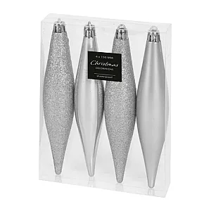 Набор елочных украшений Koopman Сосулька серебро 4 шт