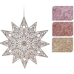 Украшение новогоднее Снежинка розовый/золото 50 см