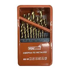 Набор сверл по металлу Yourtools HSS-TIN цилиндрический хвостовик 25 шт