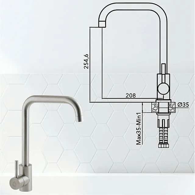 Смеситель для кухни AV Engineering AVZAR4-B304-006 SUS 304 серия ZAR  D35