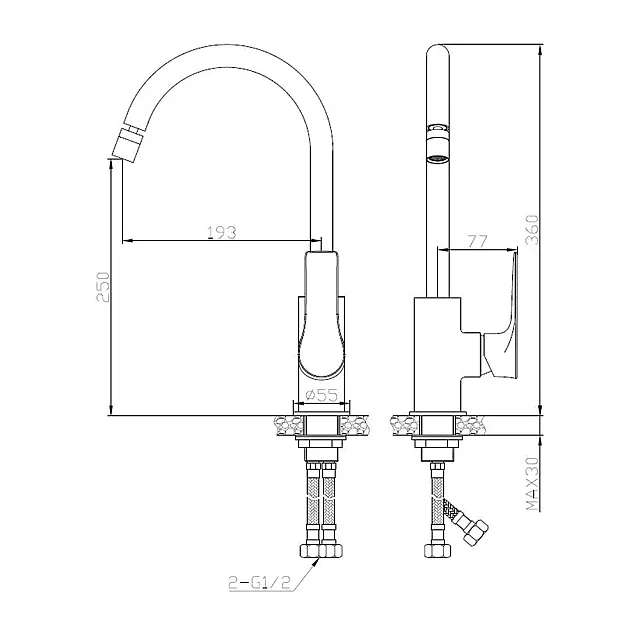Смеситель для кухни AV Engineering AVJAR4-A236-264 D35