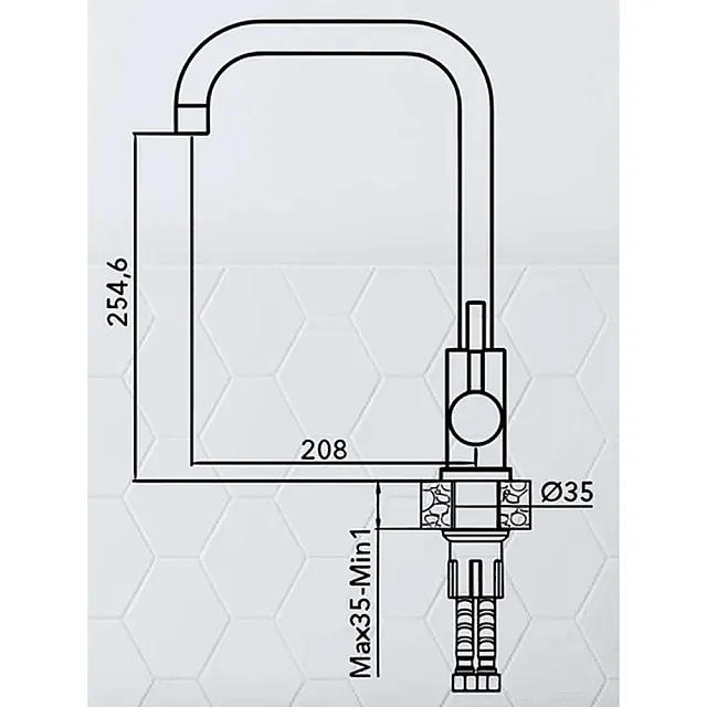 Смеситель для кухни AV Engineering AVZAR4-B304BK-737 SUS 304 D35 серия ZAR черный