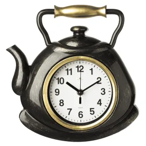 Часы настенные Рубин 3434-1024W чайник черный с золотом 27*28.5*4 см