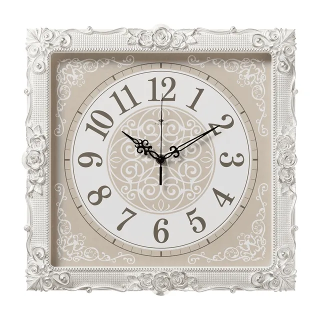 Часы настенные Рубин 3838-004 белые с серебром 38*38*5 см