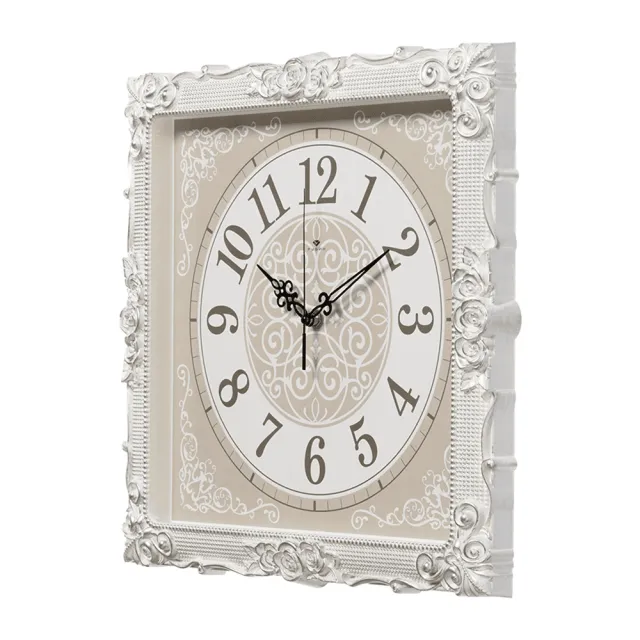 Часы настенные Рубин 3838-004 белые с серебром 38*38*5 см