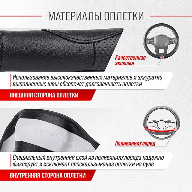 Оплетка экокожа Skyway Art-2 M черная