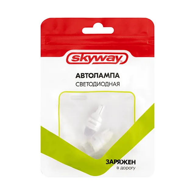 Автолампа диодная Skyway S08201386 T10/W5W 12V 3 SMD красная 2 шт