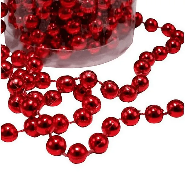 Бусы елочные Chrisymas Touch пластиковые красные 8 мм*10 м