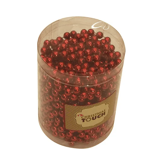 Бусы елочные Chrisymas Touch пластиковые красные 8 мм*10 м