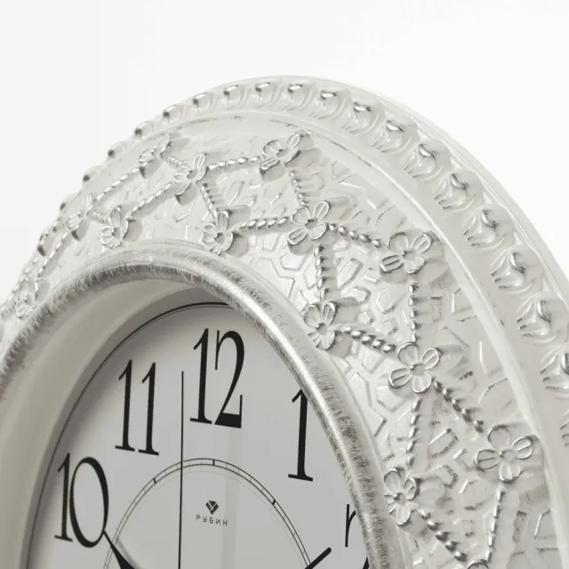 Часы настенные Рубин 3825-006 белые с серебром 37.5 см