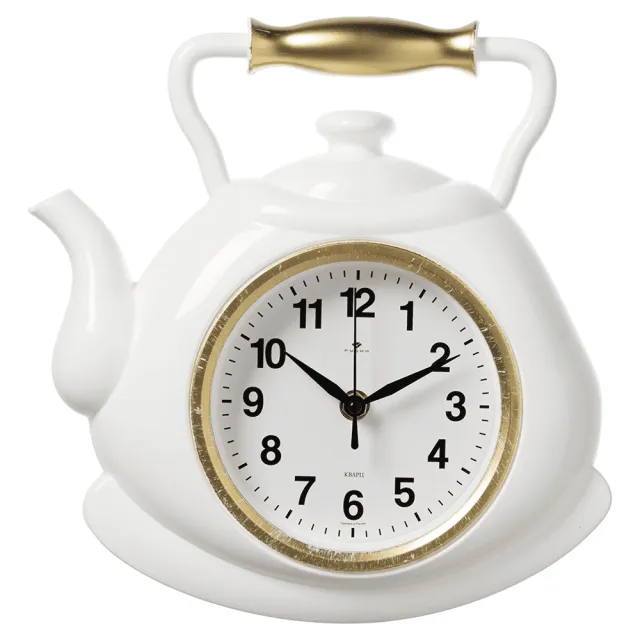 Часы настенные Рубин 3129-002 чайник белый с золотом 27*28.5*4 см
