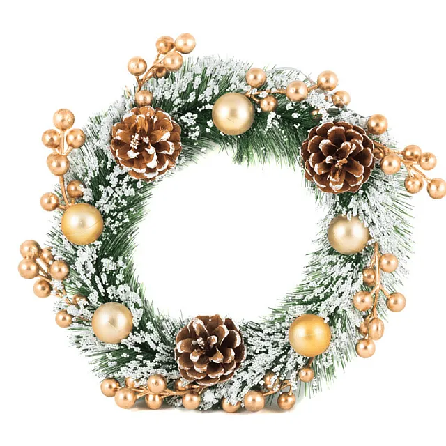 Венок новогодний Волшебная страна SYCB17-187 хвойный снежный 25 см