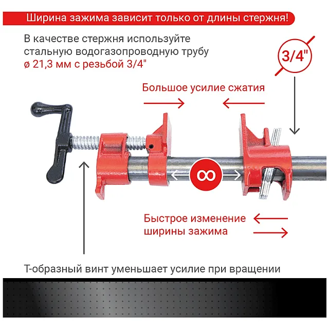 Струбцина трубная VIRA 203134 3/4