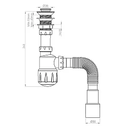 Сифон для умывальника AV Engineering AVE129747 click-clack гайка 32 мм с гибкой трубой 1 1/4