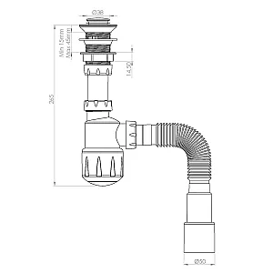 Сифон для умывальника AV Engineering AVE129747 click-clack гайка 32 мм с гибкой трубой 1 1/4