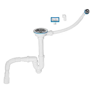 Сифон для кухни AV Engineering AVE129741 с аварийным выходом отвод выпуск 3 1/2 1 1/2