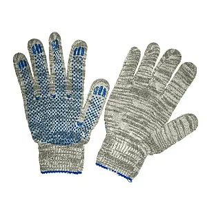 Перчатки хлопчатобумажные В8902109 4-х нитка с ПВХ серые