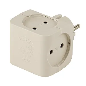 Тройник Эра SP-4-I 4 гнезда без заземления слоновая кость