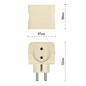 Тройник Эра SP-4-I 4 гнезда без заземления слоновая кость