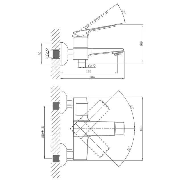 Смеситель для ванны A-five A5-1132 серия Lily D35 хром