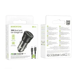 Автомобильное зарядное устройство Borofone BZ25A два порта PD38W + QC3.0 черный