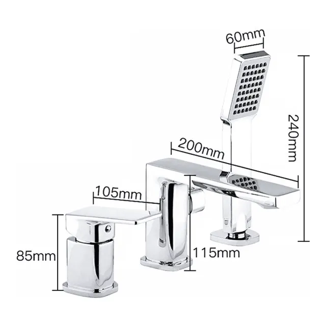 Смеситель для ванны Frap F1146 на 3 отверстия хром