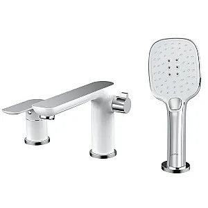 Смеситель для ванны Frap G1148 на 3 отверстия белый/хром врезной