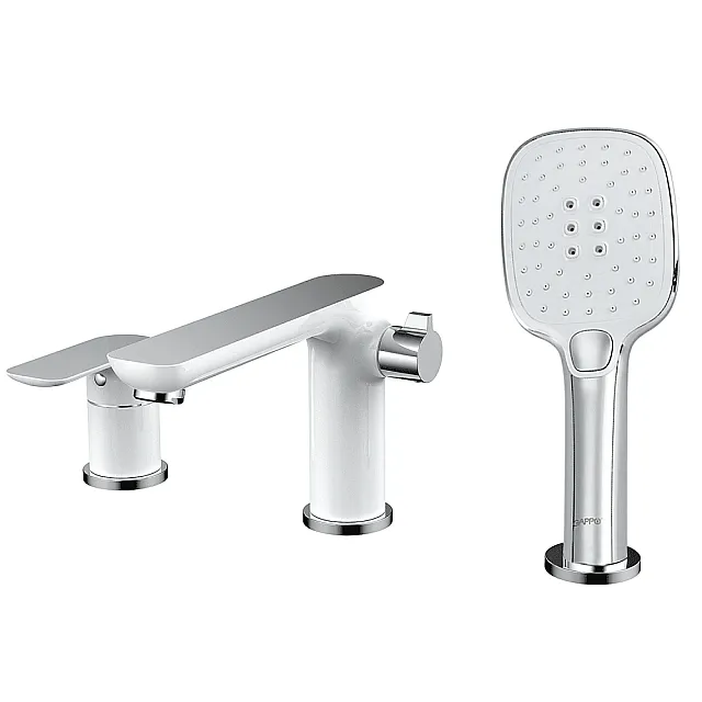 Смеситель для ванны Frap G1148 на 3 отверстия белый/хром врезной