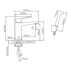 Смеситель для биде AV Engineering Neo  AVNEO1-A170-112 D35