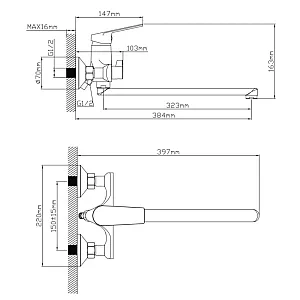 Смеситель для ванны Econoce EC0807BL серия 800 D35-A черный