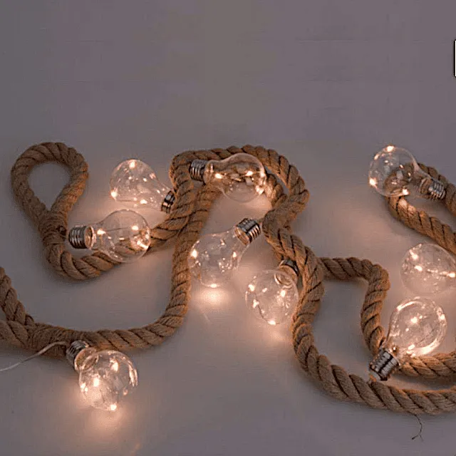 Гирлянда веревочная декоративная с 10 лампочками