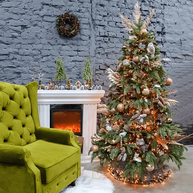 Украшение Koopman AAE324040 Ветка с листьями золотая 75 см