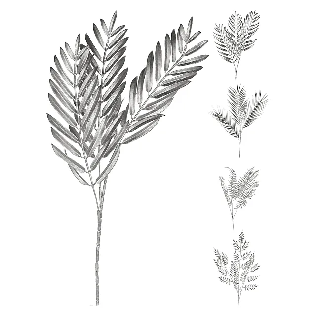 Украшение Koopman AAE324050 Ветка с листьями серебро 75 см