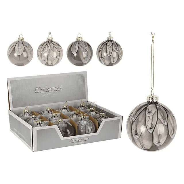 Шар елочный Feathers ABT620420 стеклянный серый 8 см